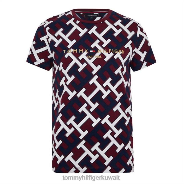 الأحمر 0ك ق Tommy Hilfiger تيشيرت AOP بشعار تومي مونوغرام 4464420203