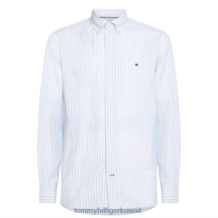 الهدوء الأزرق 0a4 Tommy Hilfiger قميص أكسفورد مخطط 4464419952