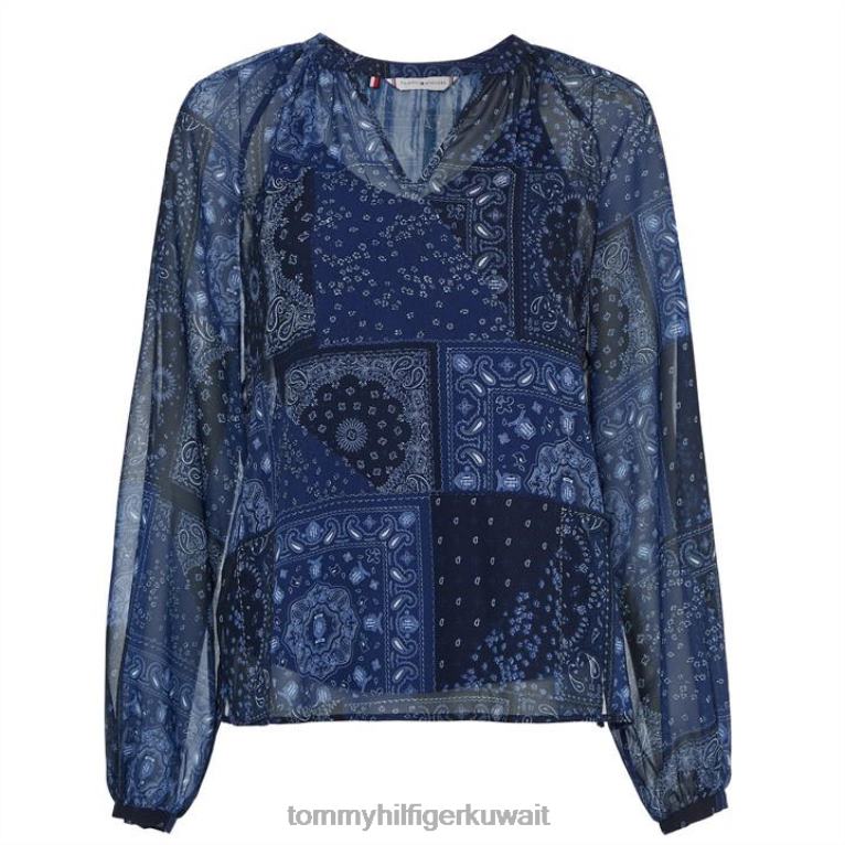خليط 0gy Tommy Hilfiger بلوزة بيزلي V-NK براك slv 4464419921