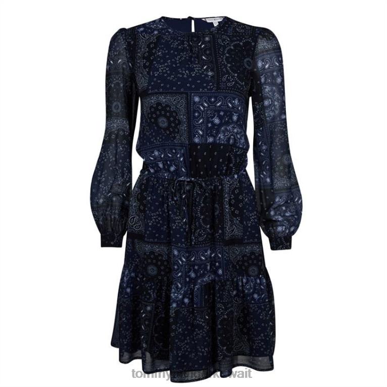 خليط 0gy Tommy Hilfiger فستان بيزلي للركبة بحزام slv 4464419655