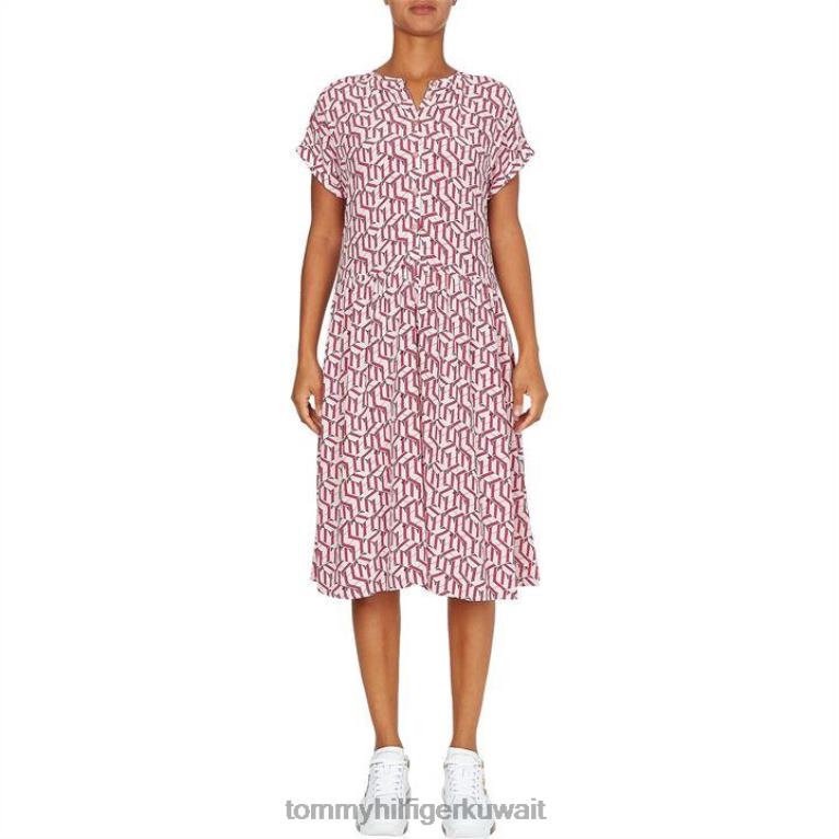 وردي فاتح 0jw Tommy Hilfiger فستان بطبعة مونوغرام من F&F 4464419902