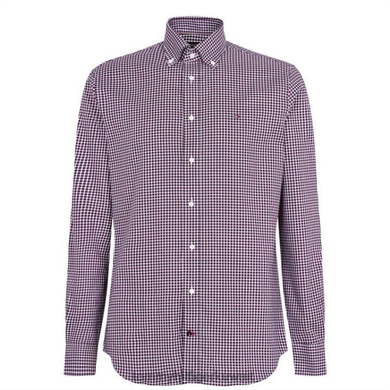 ثالث / كحلي / أبيض 0k0 Tommy Hilfiger قميص كاروهات بأزرار سفلية 4464419519