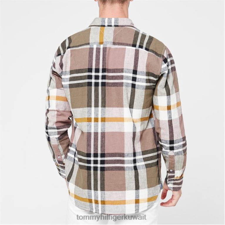 مدينة رمادي داكن 0m7 Tommy Hilfiger قميص كبير من القطن والكتان chk rf 4464419920