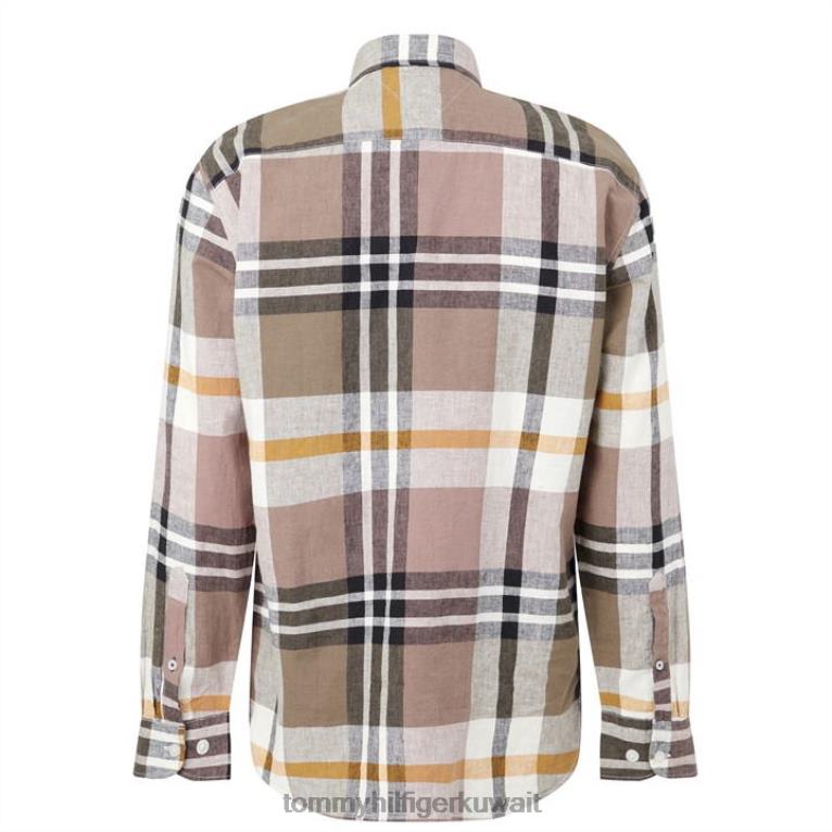 مدينة رمادي داكن 0m7 Tommy Hilfiger قميص كبير من القطن والكتان chk rf 4464419920