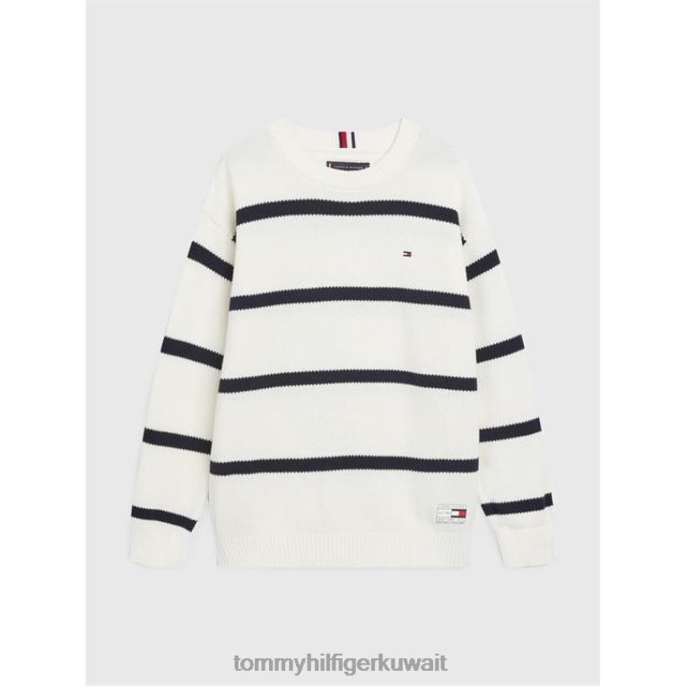 الأبيض 0q0 Tommy Hilfiger هيكل سترة الرجبي شريطية 4464419750