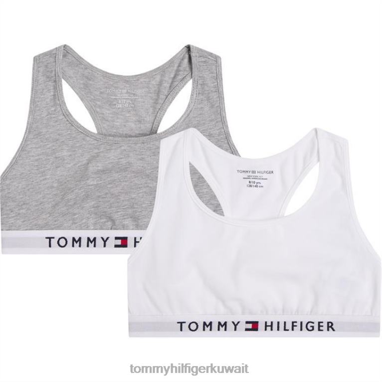 رمادي/أبيض 0ud Tommy Hilfiger 2 حزمة حمالة صدر شعار 4464420352