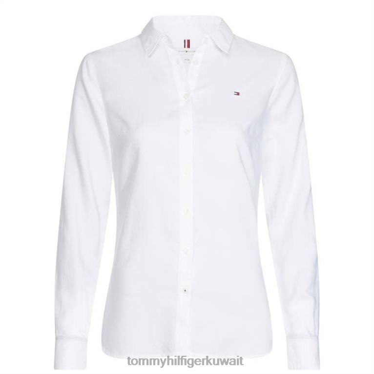 الأبيض الكلاسيكي 100 Tommy Hilfiger قميص التراث 4464419526