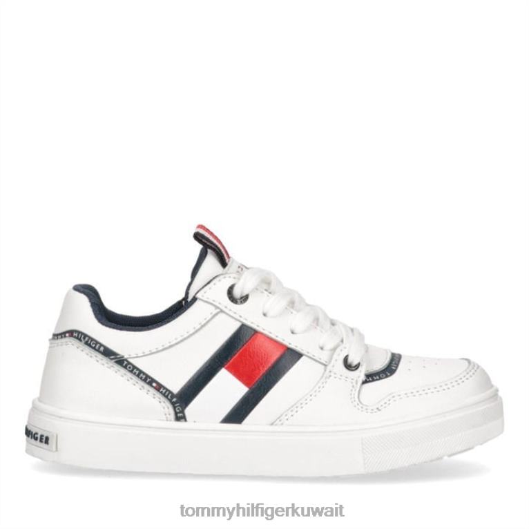 الأبيض 100 Tommy Hilfiger شعار العلم المدرب جونيور 4464420897