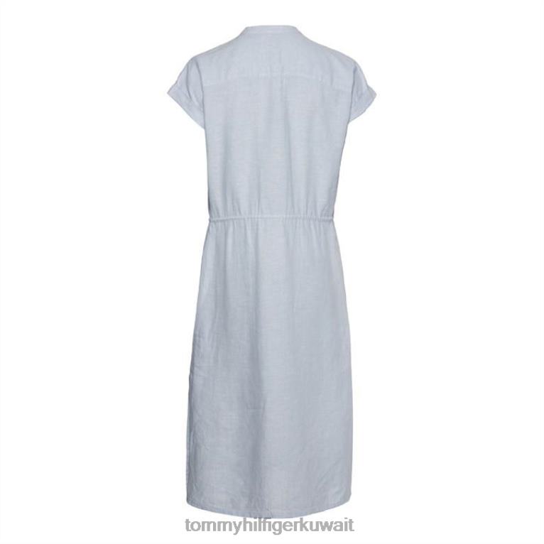 الأزرق ج10 Tommy Hilfiger فستان قميص كتان متوسط ​​الطول ss 4464420188