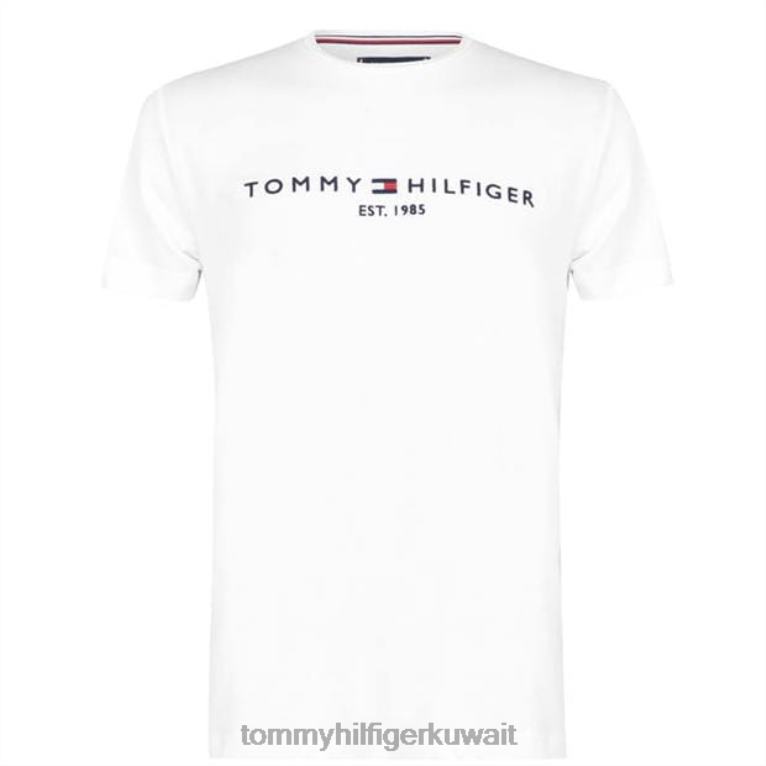 الأبيض 118 Tommy Hilfiger شعار طاقم الرقبة تي شيرت 4464419498