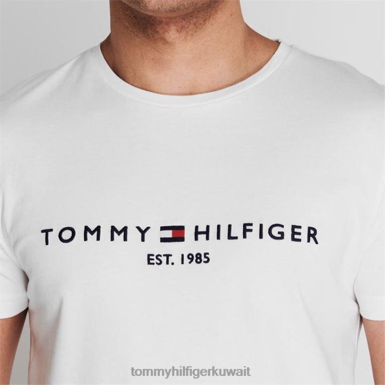 الأبيض 118 Tommy Hilfiger شعار طاقم الرقبة تي شيرت 4464419498