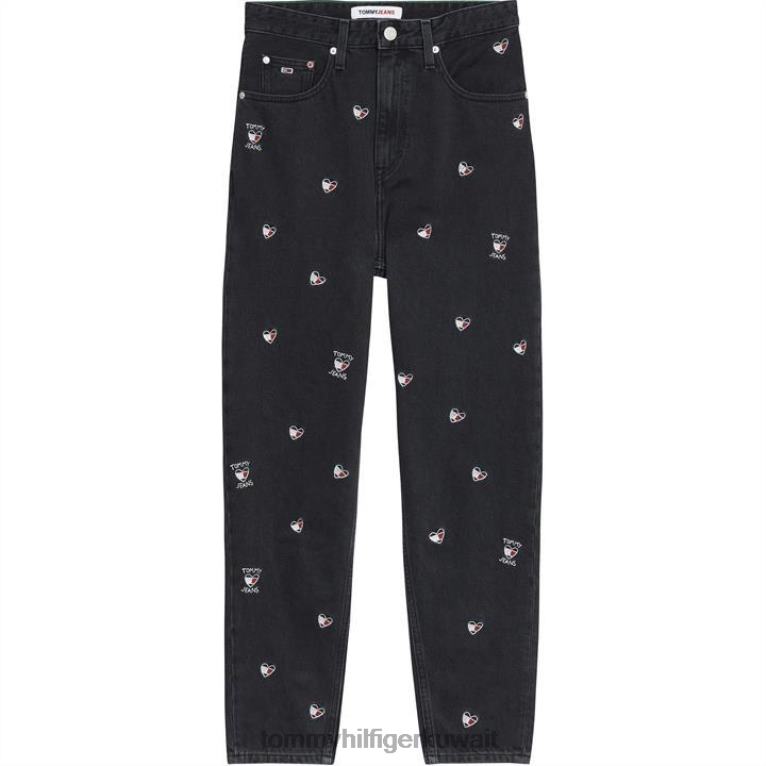 الدنيم الأسود 1bz Tommy Hilfiger جينز على شكل قلب مرتفع الارتفاع 4464420444