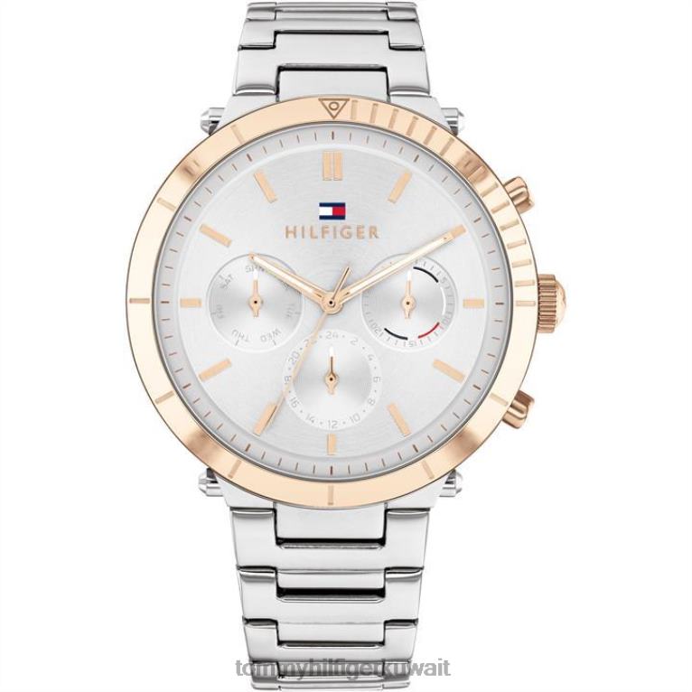 الفضة 2 طن Tommy Hilfiger ساعة رياضية للسيدات من الفولاذ المقاوم للصدأ 4464419941