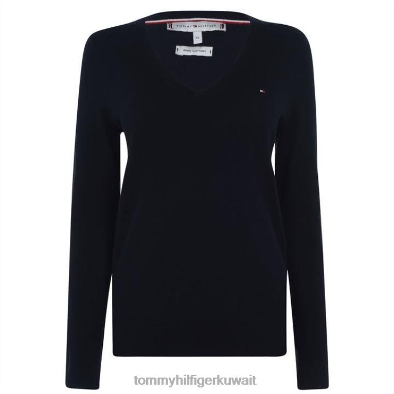 البحرية الأساسية 403 Tommy Hilfiger سترة التراث الخامس الرقبة 4464419688