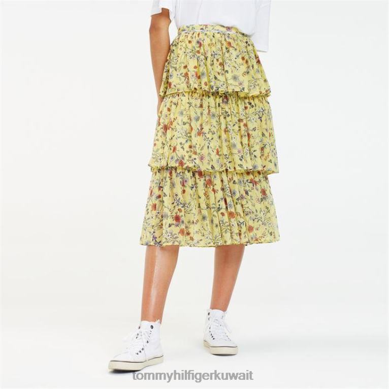 الأزهار/الشمس 707 Tommy Hilfiger تنورة ميدي بطبقات للمهرجانات 4464420446