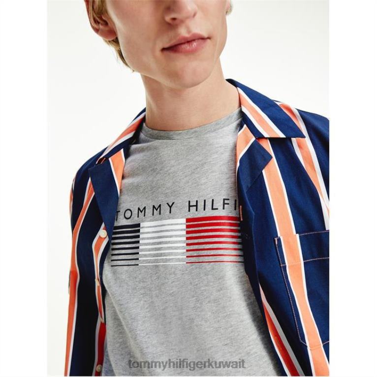 الرمادي ص91 Tommy Hilfiger تي شيرت برسومات باهتة 4464420281