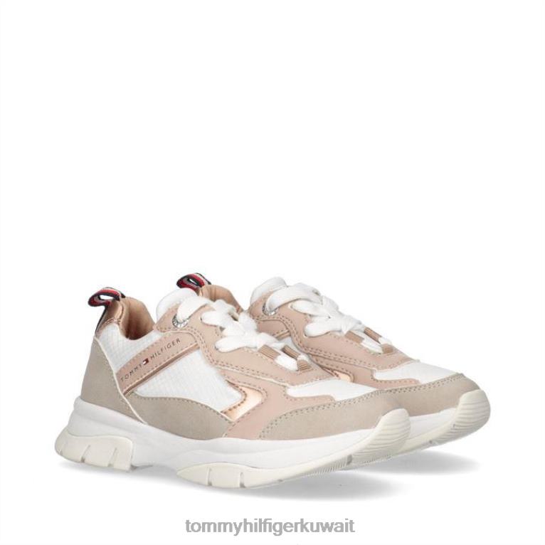 بيج/وردي A167 Tommy Hilfiger خالد مكتنزة المدربين جونيور 4464419834