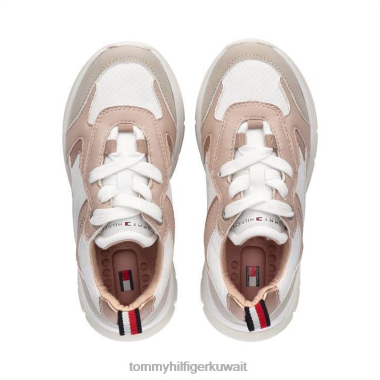 بيج/وردي A167 Tommy Hilfiger خالد مكتنزة المدربين جونيور 4464419834