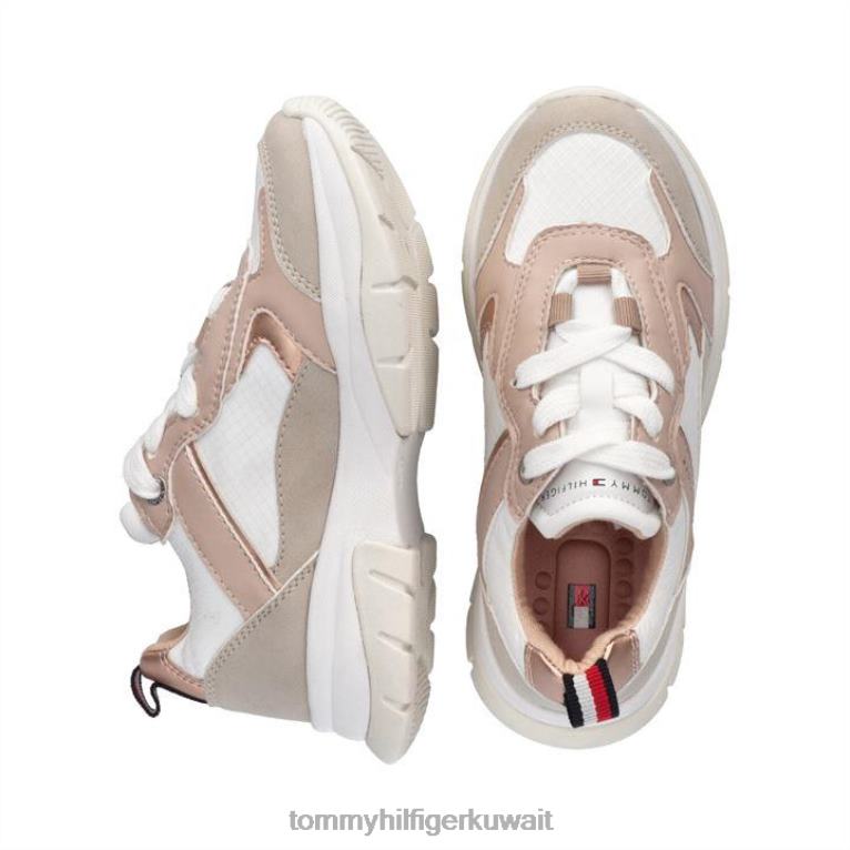 بيج/وردي A167 Tommy Hilfiger خالد مكتنزة المدربين جونيور 4464419834