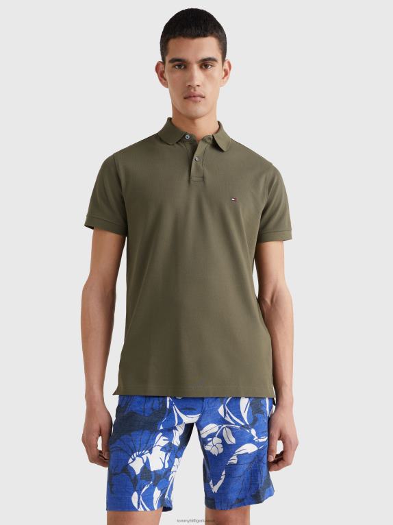 الجيش الأخضر Tommy Hilfiger 1985 قميص بولو من القطن العضوي المرن 446441095