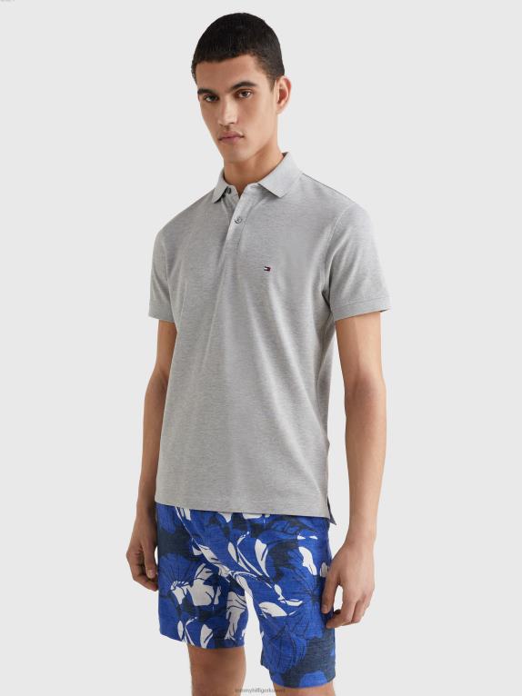 هيذر رمادي فاتح Tommy Hilfiger 1985 قميص بولو من القطن العضوي المرن 446441109