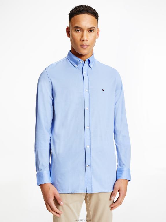 أزرق منسم Tommy Hilfiger قميص جاكار منسوج بقصة ضيقة 1985 446441203