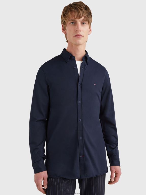 سماء الصحراء Tommy Hilfiger قميص جاكار منسوج بقصة ضيقة 1985 446441216