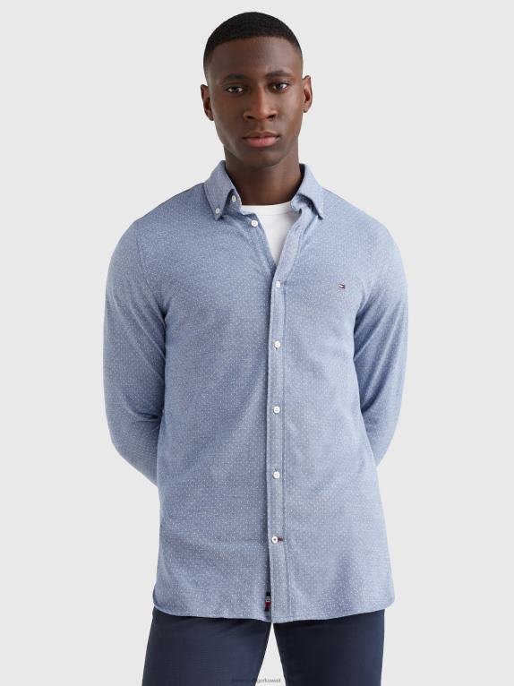 كحلي غامق/أبيض Tommy Hilfiger قميص منسوج بقصة ضيقة من 1985 446441224