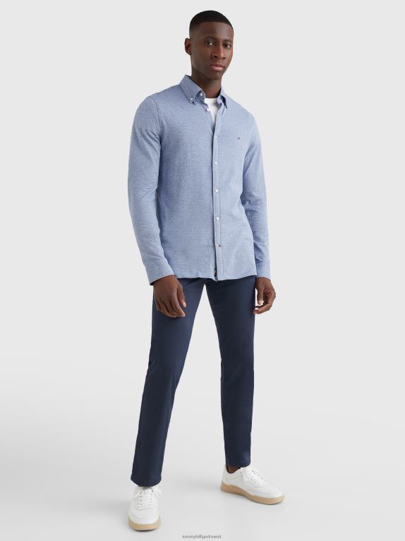 كحلي غامق/أبيض Tommy Hilfiger قميص منسوج بقصة ضيقة من 1985 446441224