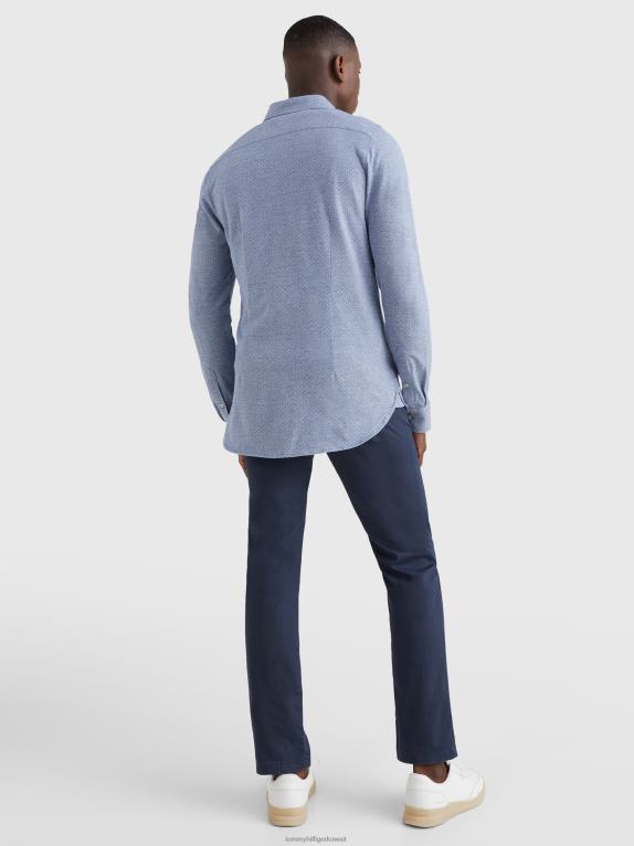 كحلي غامق/أبيض Tommy Hilfiger قميص منسوج بقصة ضيقة من 1985 446441224