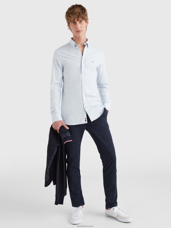 الأزرق الهادئ Tommy Hilfiger 1985 قميص بوليجين أساسي بقصة ضيقة 446441246