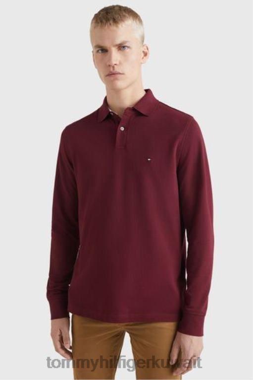 أحمر Tommy Hilfiger 1985 قميص بولو بأكمام طويلة 446443658