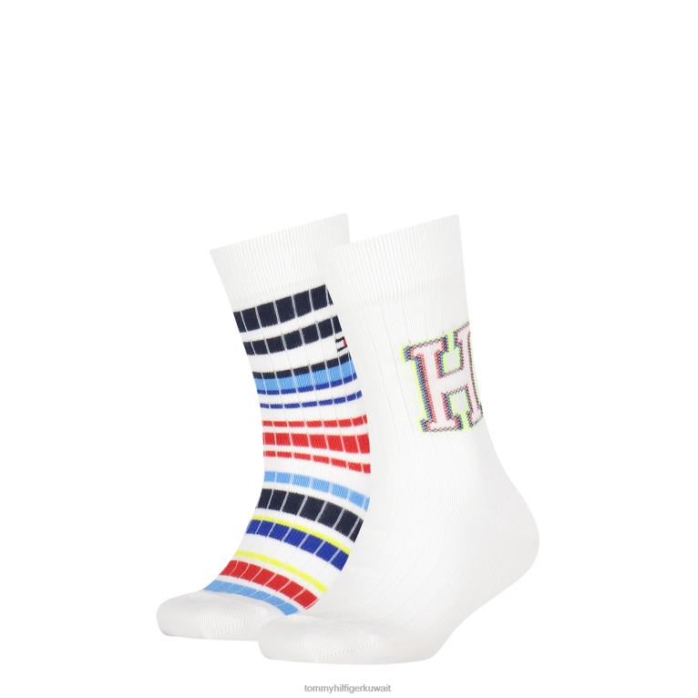 أبيض Tommy Hilfiger عبوة من 2 جوارب مضلعة للأطفال متعدد الألوان 44644175