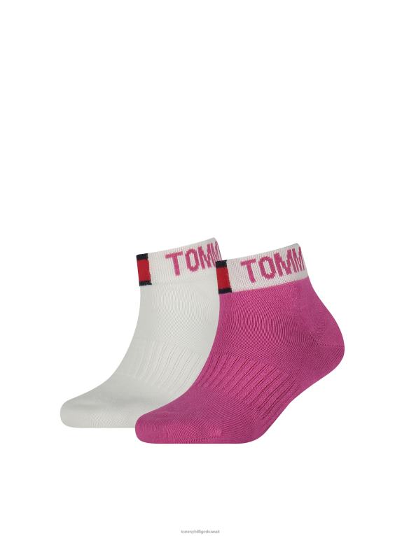 التحرير والسرد الوردي Tommy Hilfiger عبوة من 2 جوارب رياضية للأطفال بطول ربع 44644176
