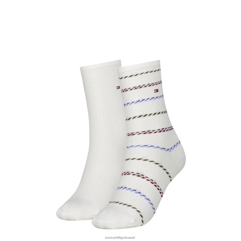 أبيض Tommy Hilfiger عبوة من 2 جوارب مضلعة 446441905