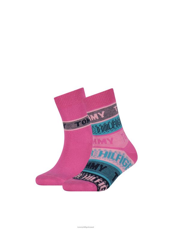 التحرير والسرد الوردي Tommy Hilfiger عبوة من 2 جوارب مخططة للأطفال 44644191