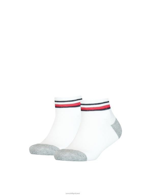 أبيض Tommy Hilfiger عبوة من 2 جوارب رياضية للأطفال بطول ربع 44644193