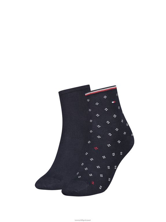 البحرية / الأحمر Tommy Hilfiger عبوة من 2 جوارب منقط شعبي 446441940