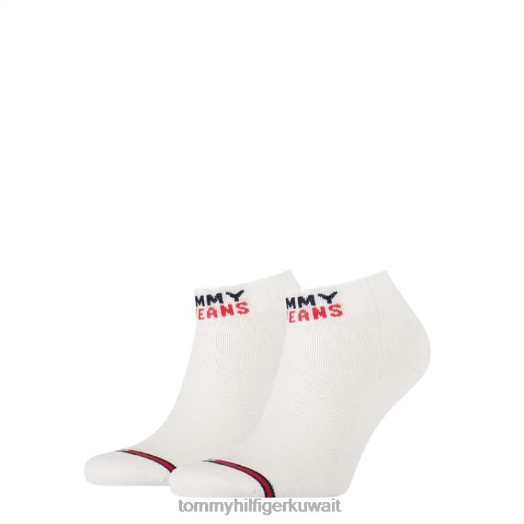 أبيض Tommy Hilfiger تومي بوديوير تي جي كوارتر 2 عبوة من الجوارب 4464420536