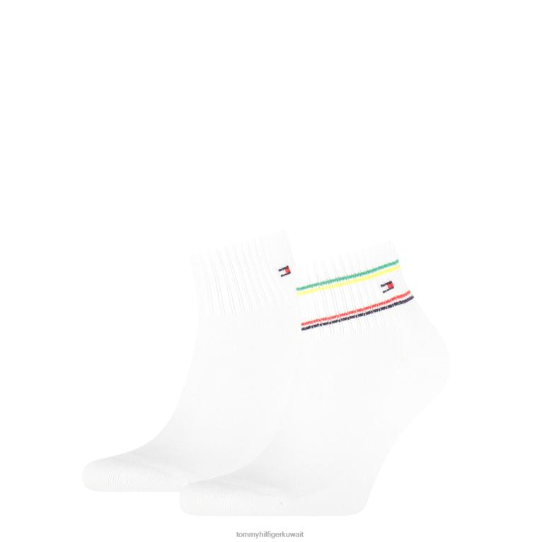 أبيض Tommy Hilfiger عبوة من 2 جوارب رياضية مخططة 44644545
