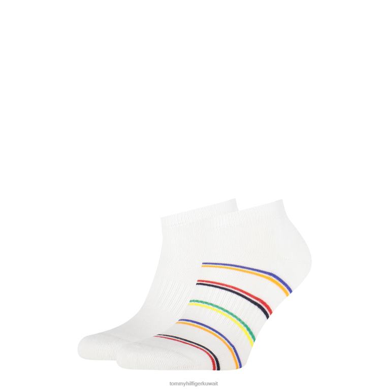 أبيض Tommy Hilfiger عبوة من 2 جوارب رياضية مخططة 44644573
