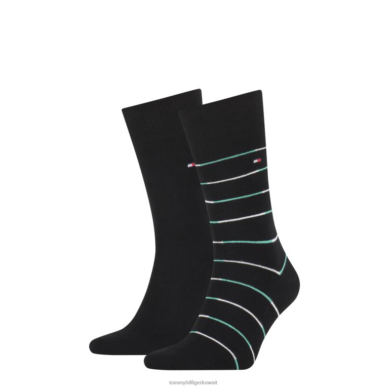 أسود Tommy Hilfiger عبوة من 2 جوارب مخططة 44644582