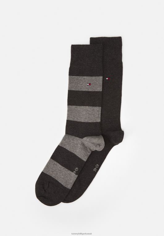 أنثراسايت / رمادي Tommy Hilfiger جوارب الرجبي للرجال، عبوة من 2 جوارب 446446904