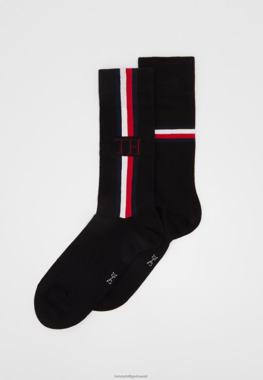 أسود Tommy Hilfiger جورب أيقوني شريطي، عبوة من 2 جوارب 446446915