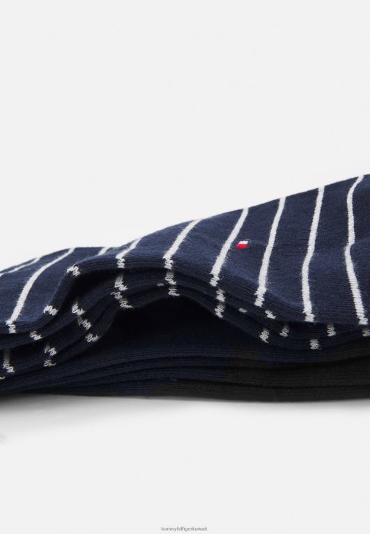 منتصف الليل الأزرق Tommy Hilfiger جوارب نسائية مخططة صغيرة، عبوة من 2 جوارب 446446923