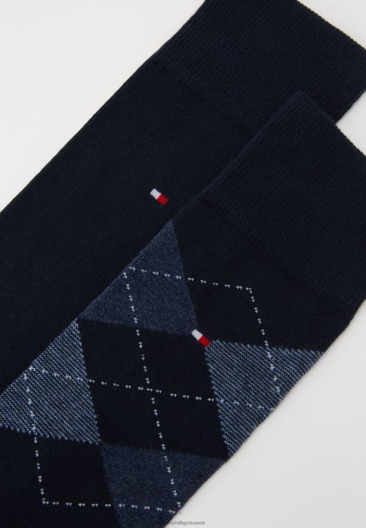 البحرية المظلمة Tommy Hilfiger الرجال تحقق من 2 حزمة من الجوارب 446446965