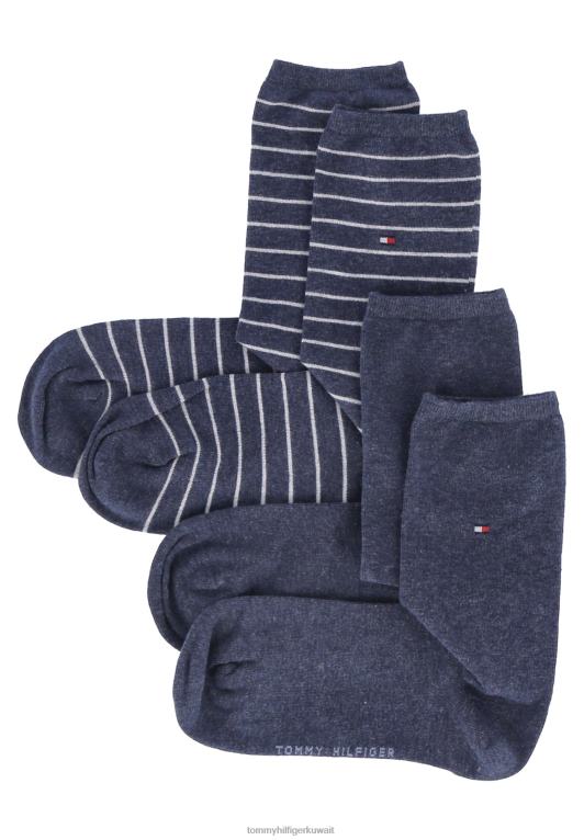 بلو Tommy Hilfiger جوارب نسائية مخططة صغيرة، عبوة من 2 جوارب 446446996