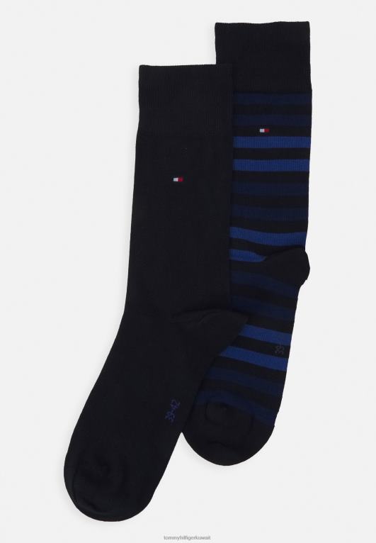 البحرية المظلمة Tommy Hilfiger جورب ثنائي الخطوط، عبوة من 2 جوارب 446446999