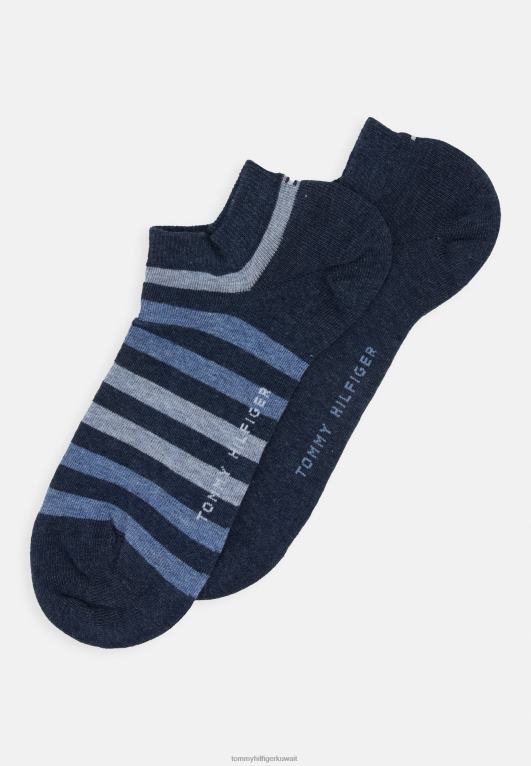 الدنيم الأزرق Tommy Hilfiger حذاء رياضي ثنائي الخطوط للرجال، عبوة من 2 جوارب للتدريب 446447000