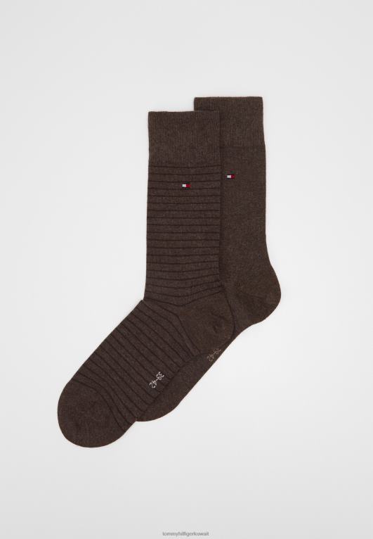 بلوط Tommy Hilfiger جوارب رجالية صغيرة مخططة، عبوة من 2 جوارب 446447022